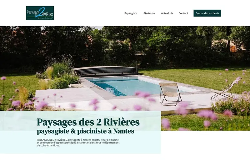 Page d'accueil du site de Paysages des 2 Rivières, paysagiste à Nantes